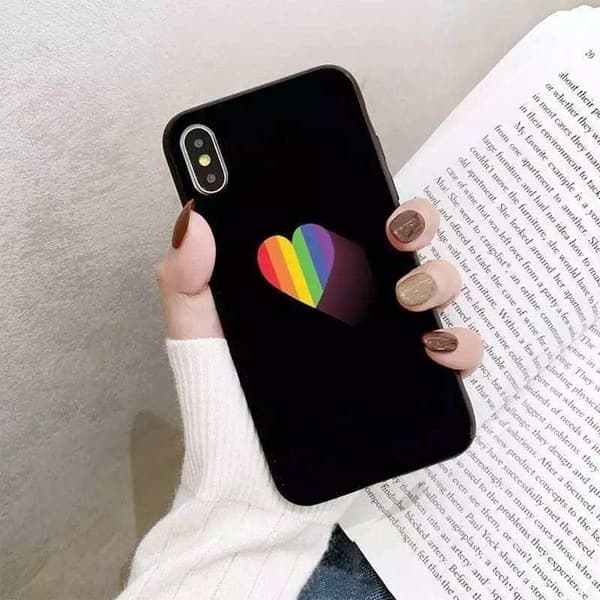 iPhone 13, Pro and Max shell heart with rainbow colors hbtqi