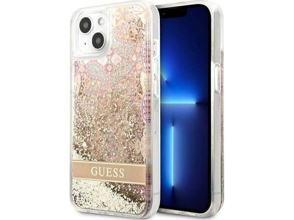 Guess Guess GUHCP13SLFLSD iPhone 13 mini 5,4" złoty/gold hardcase Paisley Liquid Glitter