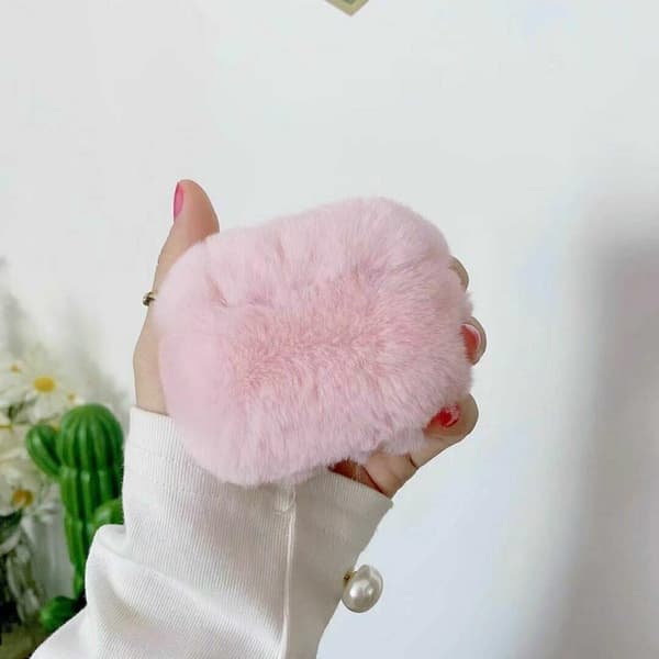 Fluffig Kanin skal till Apple Airpods 1/2 - Rosa