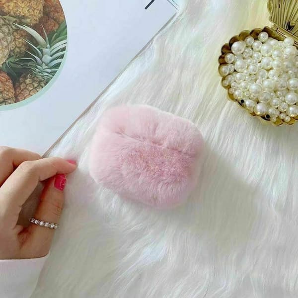 Fluffig Kanin skal till Apple Airpods 1/2 - Rosa