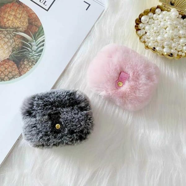 Fluffig Kanin skal till Apple Airpods 1/2 - Rosa