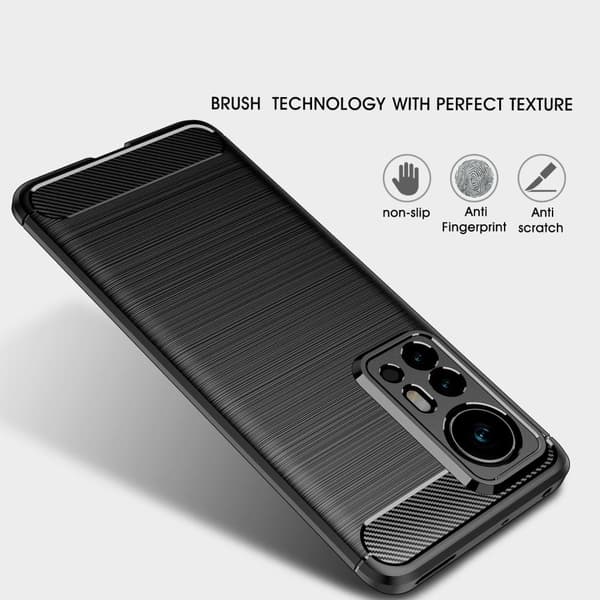 Xiaomi 12 Pro Hiilikuiturakenteinen TPU-kotelo - musta