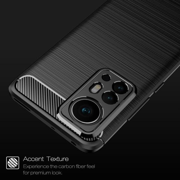 Xiaomi 12 Pro Hiilikuiturakenteinen TPU-kotelo - musta