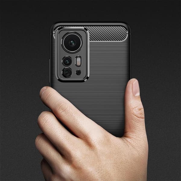 Xiaomi 12 Pro Hiilikuiturakenteinen TPU-kotelo - musta