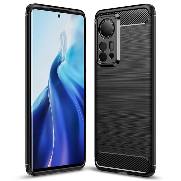 Xiaomi 12 Pro Hiilikuiturakenteinen TPU-kotelo - musta