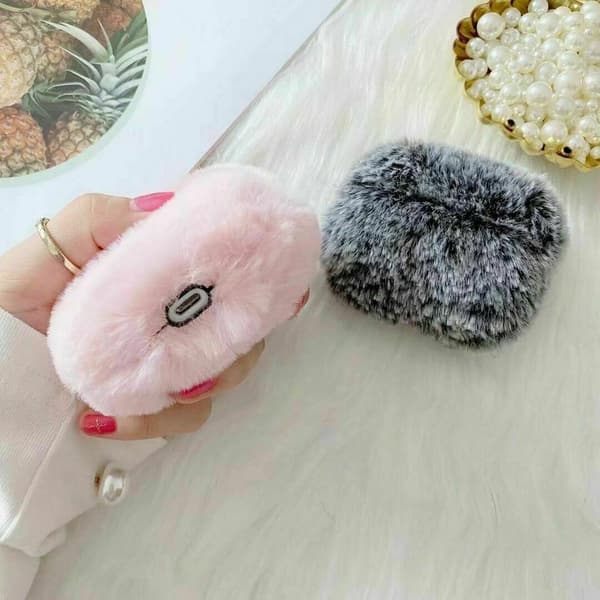 Fluffig Kanin skal till Apple Airpods 3 - Rosa