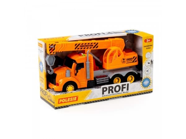Polesie 86617 'Profi' nosturivaunu, jossa on ajo, oranssi, valo, ääni laatikossa