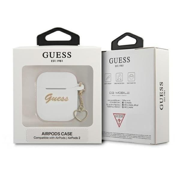 Guess Silicone Heart Charm Collection Skal Airpods - Vit