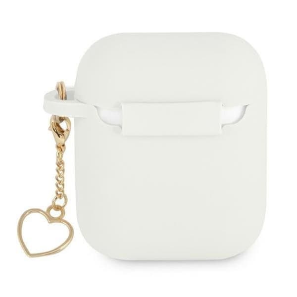 Guess Silicone Heart Charm Collection Skal Airpods - Vit
