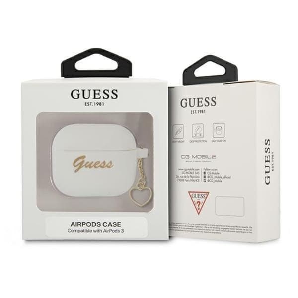Guess Silicone Heart Charm Collection Skal Airpods 3 - Vit