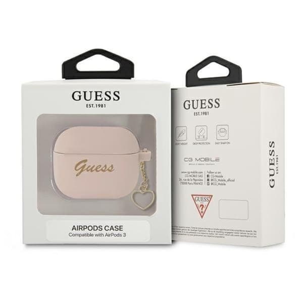 Guess Silicone Heart Charm Collection Skal Airpods 3 - Rosa