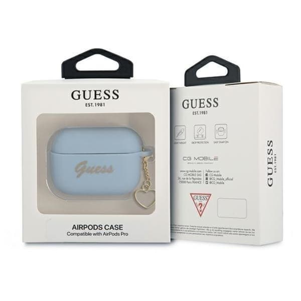 Guess Silicone Heart Charm Collection Skal Airpods Pro - Blå