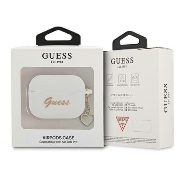 Guess Silicone Heart Charm Collection Skal Airpods Pro - Vit