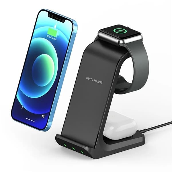 Tech-Protect 3-in-1 Trådlös laddare iPhone, Apple Watch, AirPods A8 - Svart