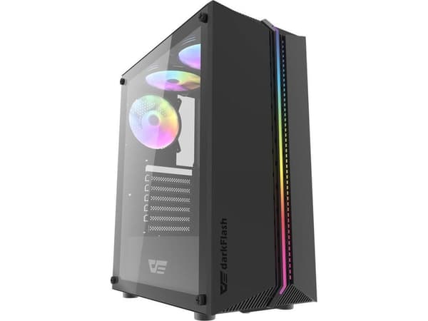 darkFlash DK151, Midi Tower, PC, Sort, ATX, ITX, Micro ATX, ABS, Herdet glass, 16 cm Sort