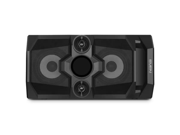 SVEN PS-655 2x25W; LED ekranas; TWS; FM radio; AUX; USB/SD-card support;Lighting; Microphone input (karaoke); Remote Control; Built-in equalizer