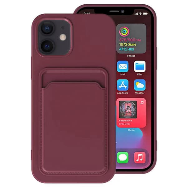 iPhone 12 Mini - Skyddande Stilrent Skal med Korthållare
