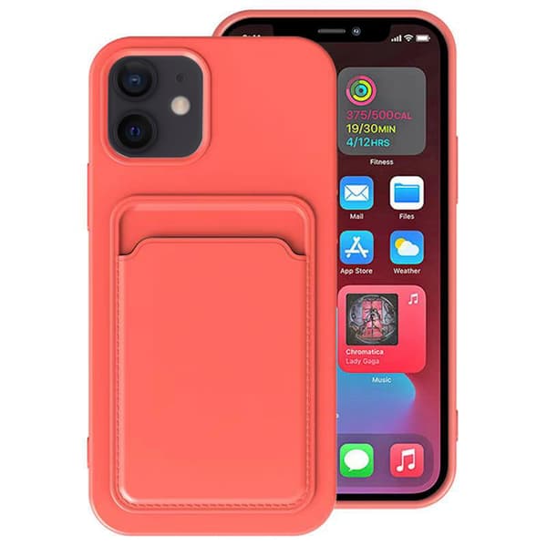 iPhone 12 Mini - Skyddande Stilrent Skal med Korthållare