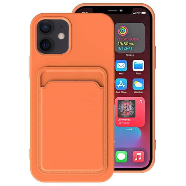 iPhone 12 Mini - Skyddande Stilrent Skal med Korthållare