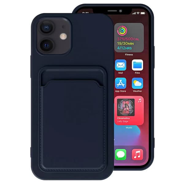 iPhone 12 Mini - Skyddande Stilrent Skal med Korthållare