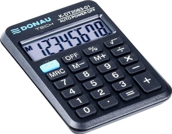Donau-kalkulator DONAU TECH lommekalkulator, 8-sifret. display, dimensjoner 89x59x11 mm, sort