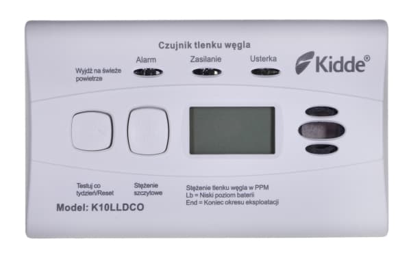 Karbonmonoksid og karbonmonoksiddetektor LCD K10LLDCO Kidde