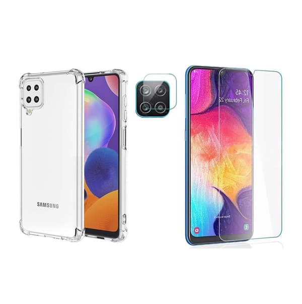 1 Set Samsung Galaxy A12 Skal + Skärmskydd + Kameralinsskydd