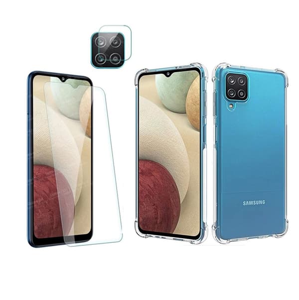 1 Set Samsung Galaxy A12 Skal + Skärmskydd + Kameralinsskydd