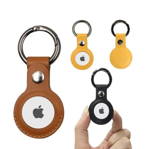 Apple Airtag Läderfodral Nyckelring - Brun