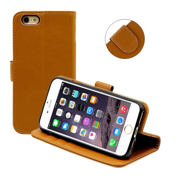 iPhone 6/6S Plånboksfodral Läder med Stativ - Brun