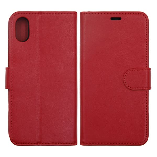 iPhone X/XS Plånboksfodral Magnet Läder med Stativ G-SP - Röd