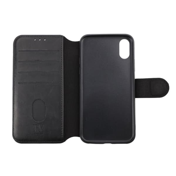 iPhone X/XS Plånboksfodral Extra Kortfack Rvelon - Svart