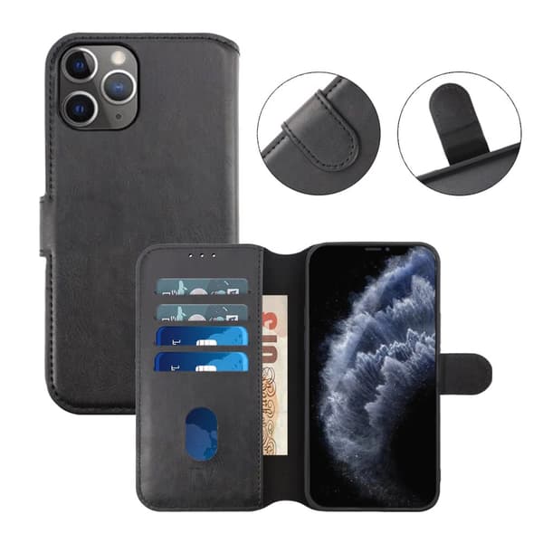 iPhone 12/12 Pro Plånboksfodral Magnet Rvelon - Svart