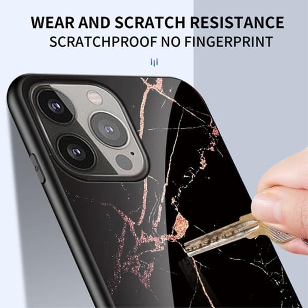 Anti-Scratch Härdat Glas Skärmskydd iPhone 13 Pro - Svart Marble