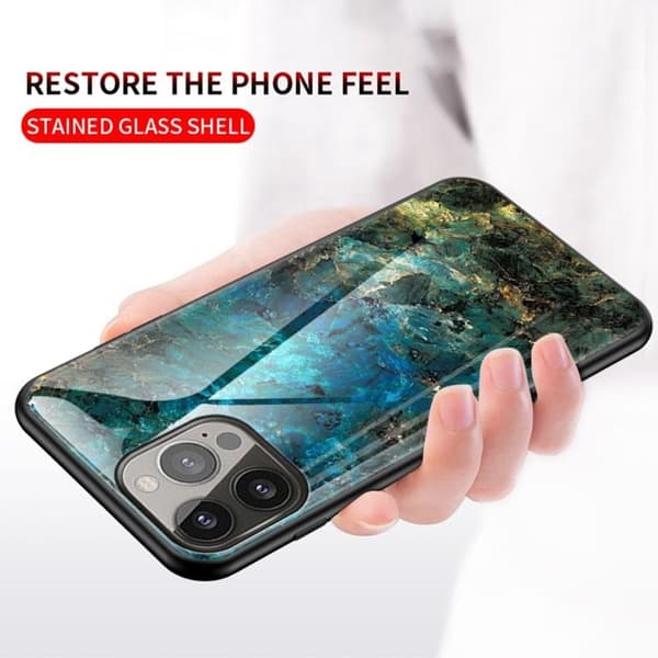 Anti-Scratch Härdat Glas Skärmskydd iPhone 13 Pro - Svart Marble