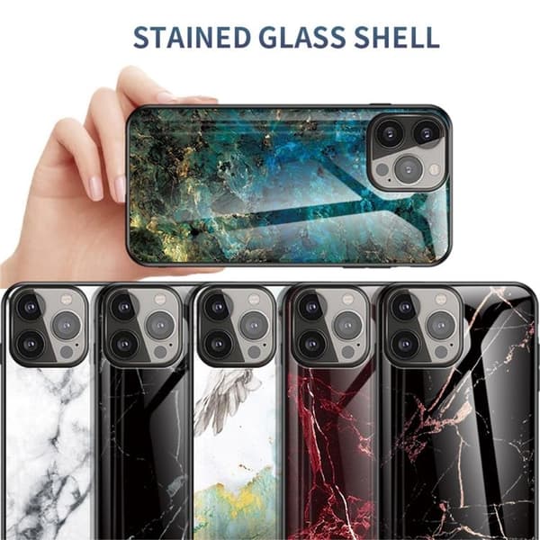 Anti-Scratch Härdat Glas Skärmskydd iPhone 13 Pro - Svart Marble