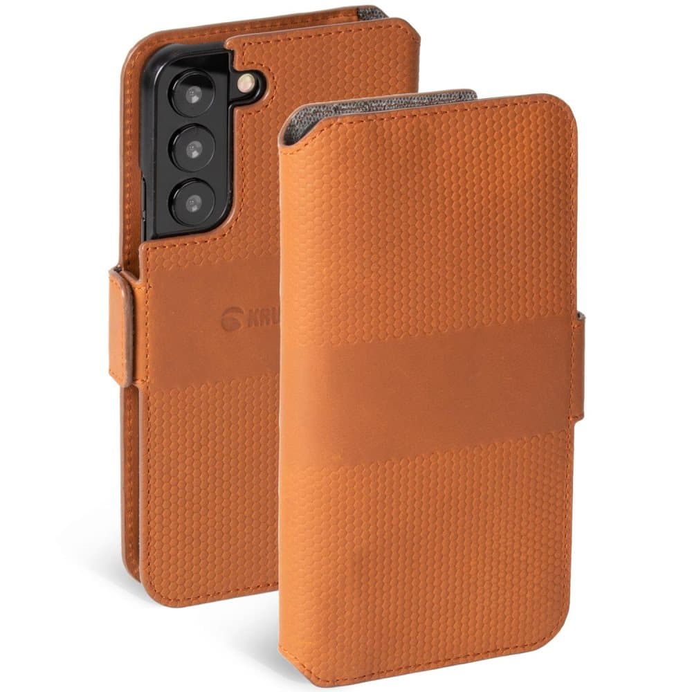 KRUSELL Leather Phone Wallet Galaxy S22 Plus Cognac