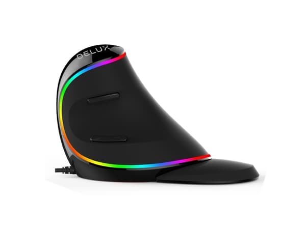 Delux M618Plus(RGB), vänster hand, Optisk, 4000 DPI, Svart