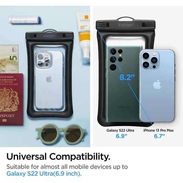 Spigen 2-Pack Universala Vattentät Mobilväskor A610 - Svart