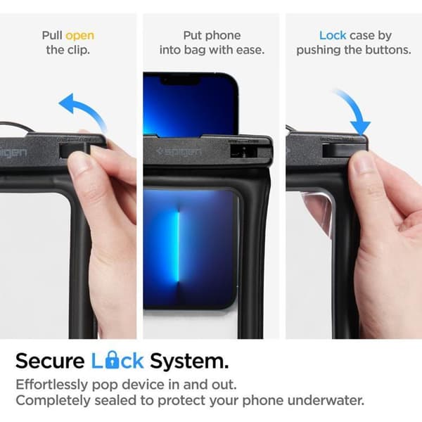 Spigen 2-Pack Universala Vattentät Mobilväskor A610 - Svart