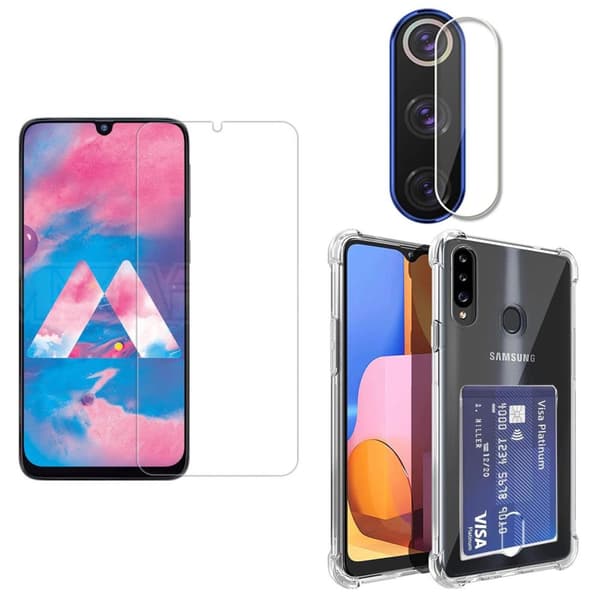 1 Set Samsung Galaxy A20s Skal + Skärmskydd + Kameralinsskydd