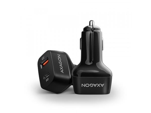 AXAGON PWC-PQ38 billader, 1x USB-A QC 3.0 + 1x USB-C PD, 38W, CL-kontakt - svart Sort
