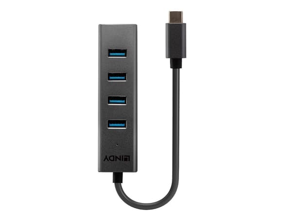 Lindy 43325, USB 3.2 Gen 1 (3.1 Gen 1) Type-C, USB 3.2 Gen 1 (3.1 Gen 1) Type-A, 5000 Mbit/s, Grå, Gjuten aluminium, Plast, 0,3 m