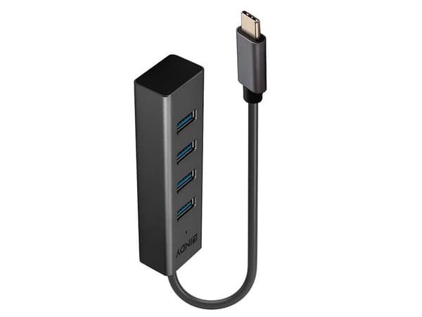 Lindy 43325, USB 3.2 Gen 1 (3.1 Gen 1) Type-C, USB 3.2 Gen 1 (3.1 Gen 1) Type-A, 5000 Mbit/s, Grå, Gjuten aluminium, Plast, 0,3 m