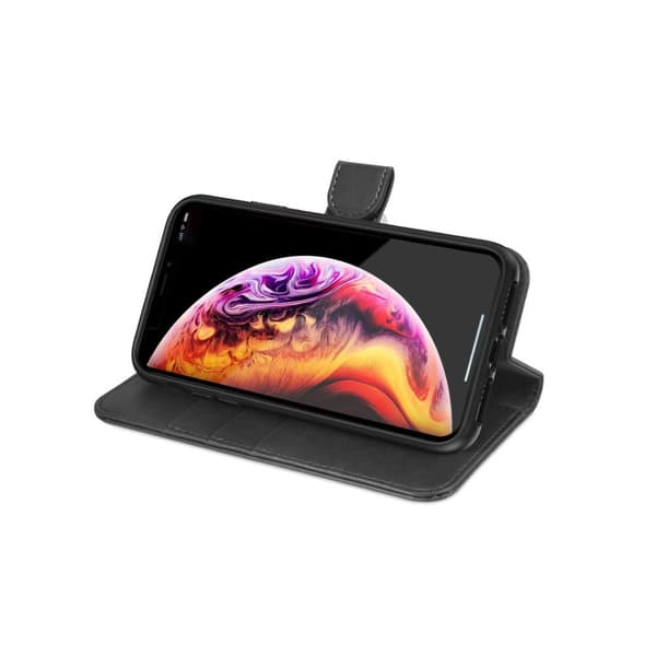 iPhone XR Plånboksfodral Läder med Stativ - Svart