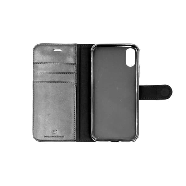 iPhone XR Plånboksfodral Läder med Stativ - Svart