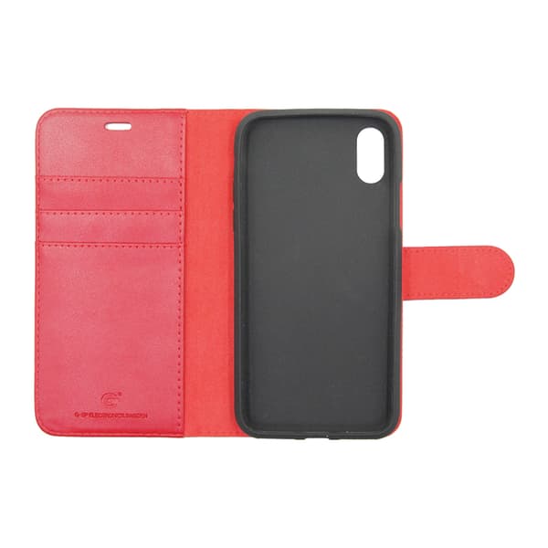 iPhone X/XS Plånboksfodral Läder med Stativ - Röd