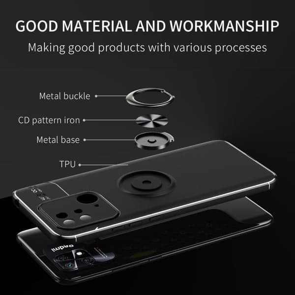 Redmi 10C TPU skal med Finger Ring - Svart