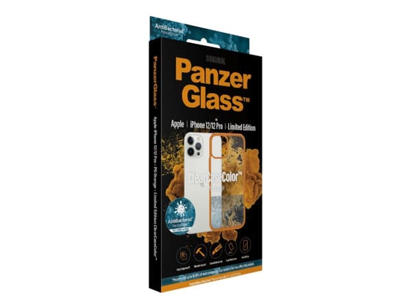 PanzerGlass ClearCase - Limited Edition Orange - baksidesskydd för mobiltelefon - härdat glas, plastram - orange, klar - för Apple iPhone 12, 12 Pro