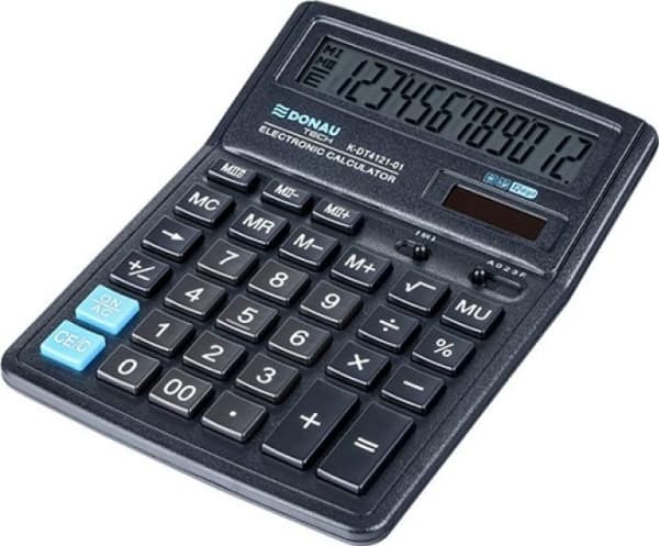 Donau TECH Toimistolaskin DONAU TECH, 12-numeroinen näyttö, mitat 199x153x31 mm, musta